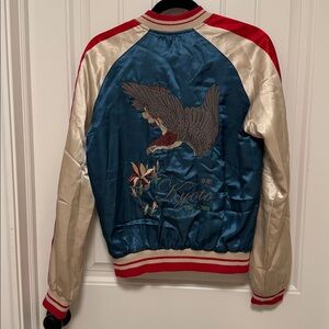 Topman Embroider Blue and Red Bomber Jacket